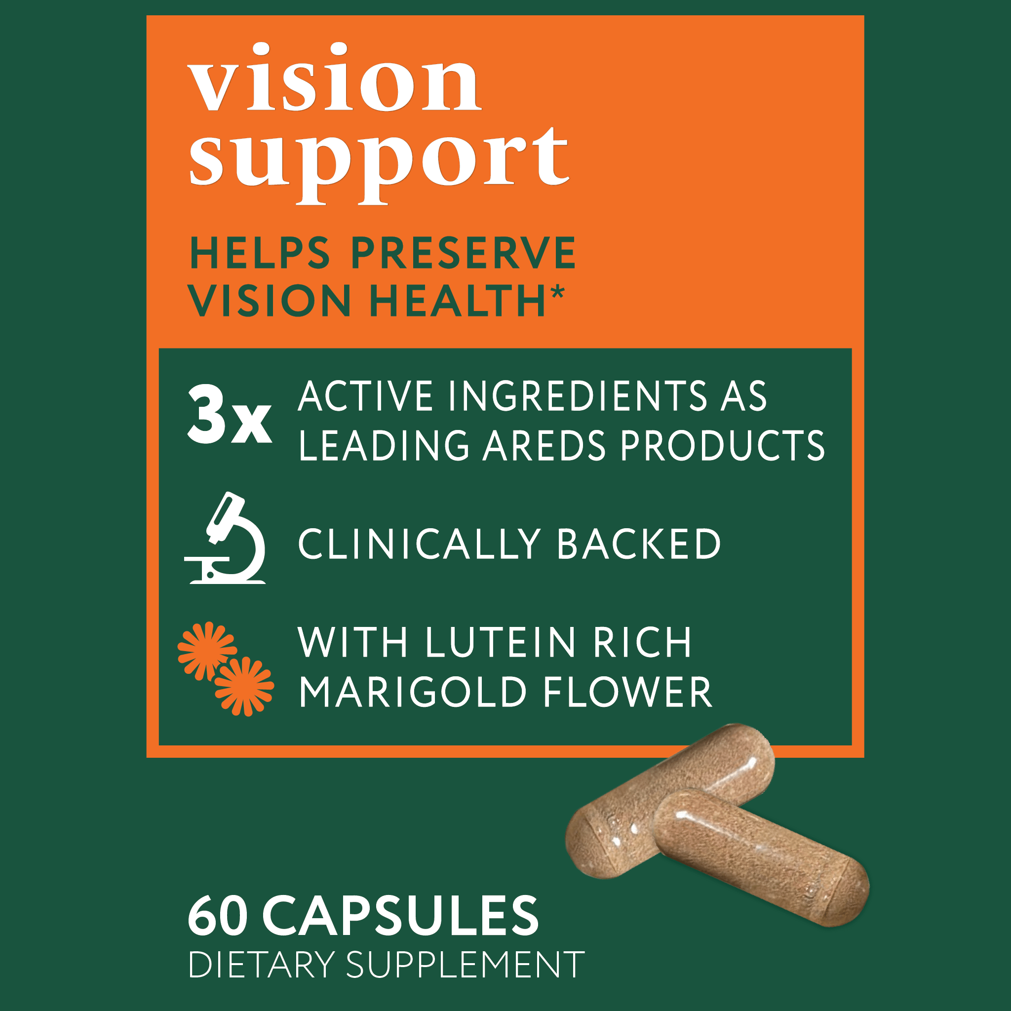 Eyetamins Vision Support | with Lutein Rich Marigold & Natural AREDS 2 ...