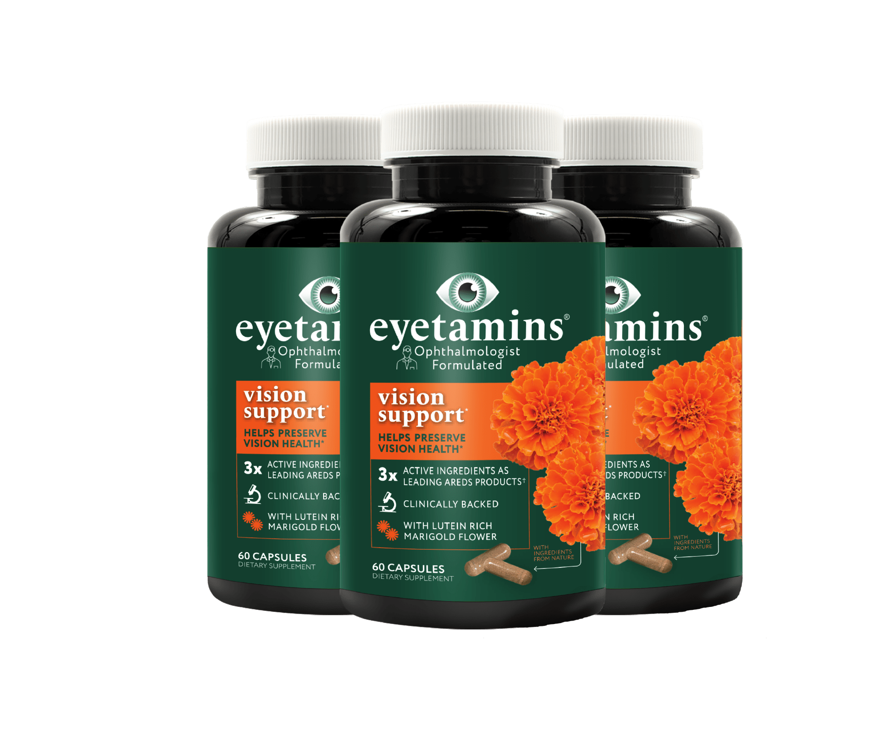Eyetamins Vision Support | with Lutein Rich Marigold & Natural AREDS 2 ...